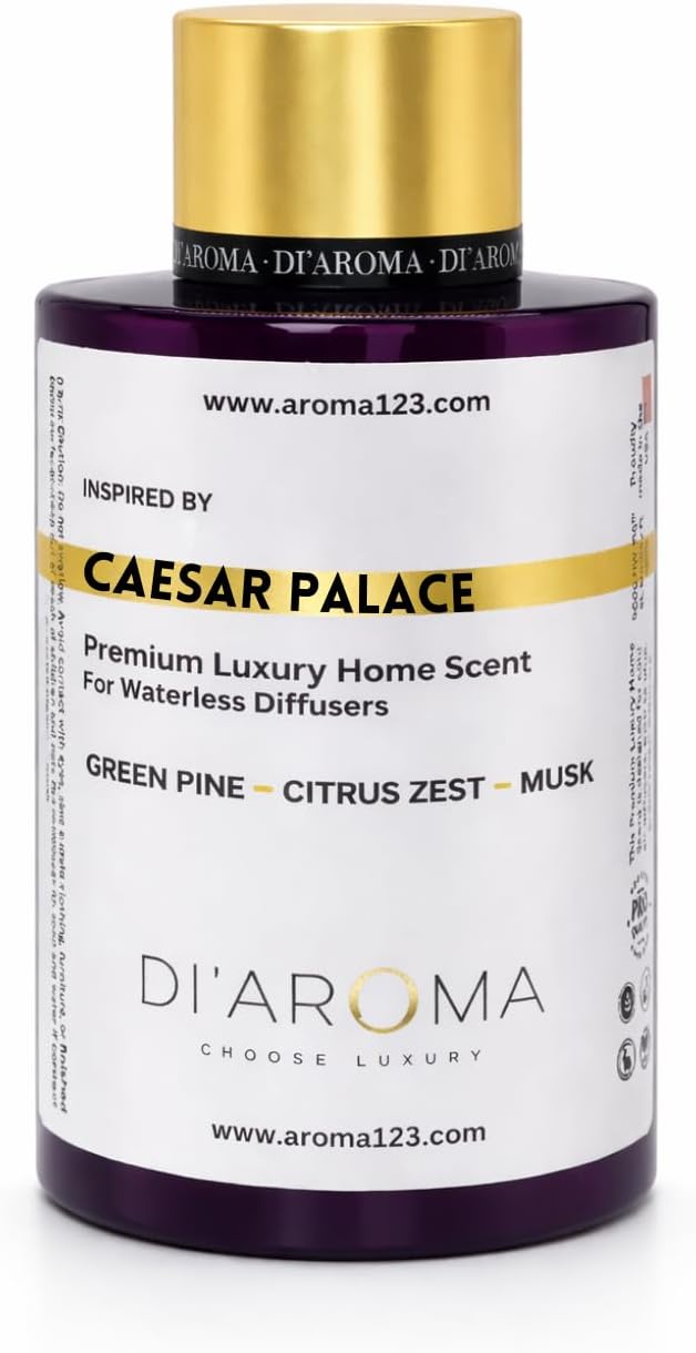 Di’Aroma Luxury Hotel Resort Collection Fragrance Oil, Diffuser Oil for Waterless & Cold-Air Diffusers, Premium Air Freshener, Long-Lasting Home & Business Scent, Made in USA (120ml, Caesar Palace)