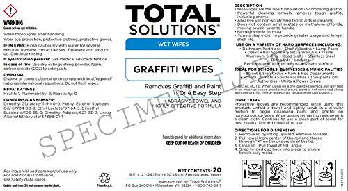 Graffiti Remover Wipes (40 ct. | 9-1/2 x 12 Sheets) | Also Highly Effective Against Paint, Enamel, Ink, and Permanent Marker.