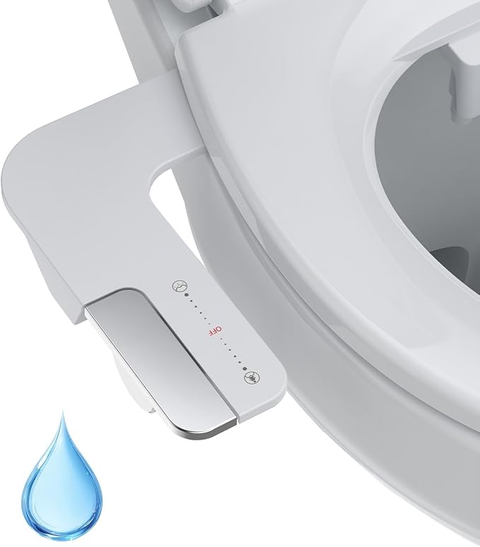 GarveeHome Bidet Attachment for Toilet, Non-Electric Self-Cleaning Dual Nozzle with Feminine and Rear Wash, Cold Water Sprayer with Adjustable Pressure, Easy to Install in Chrome