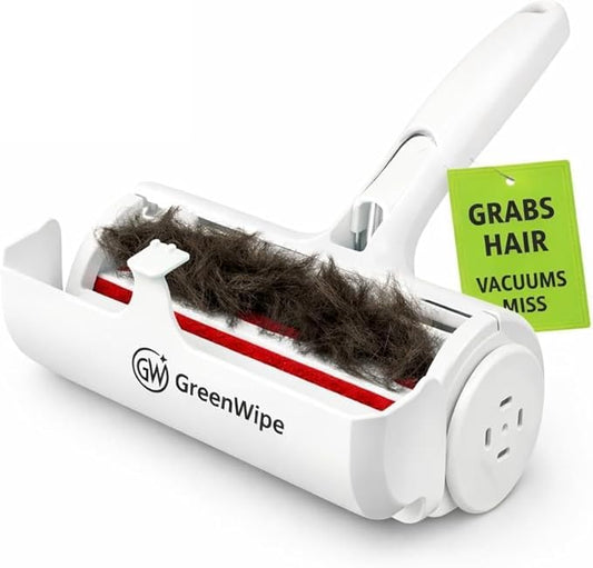 Pet Hair Remover Roller – Reusable Lint Roller for Dog & Cat Hair – No Batteries or Sticky Tape Needed – Works on Furniture, Couch, Carpet, Car Seats, Bedding & Rugs – Portable & Eco-Friendly (White)
