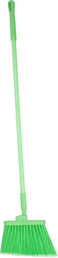 SPARTA 41082EC75 Plastic Color Coded Broom, Flagged Bristles, Long Broom With Angled Head For Large Debris, 56 Inches, Lime, (Pack of 12)