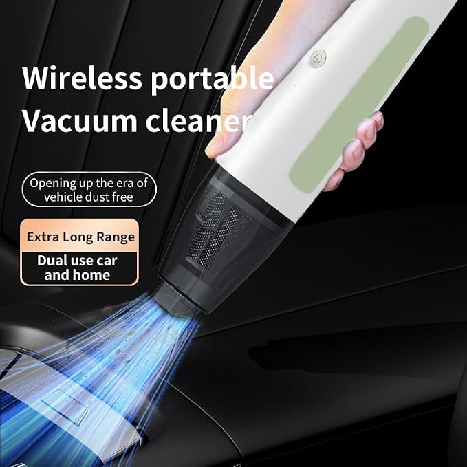 PATO Cordless Handheld Vacuum Cleaner, Mini Car Vacuum with Powerful Suction, 1800mAh high-Capacity batteryPortable Dust Collector Glossy White.