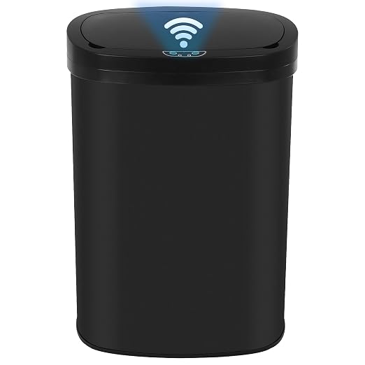 24/7 Shop at Home Freeway 13 Gallon Metal Household Trash Can Motion Sensor Lid for Kitchen, Black