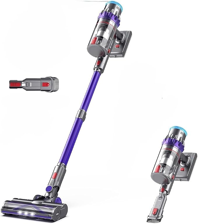 Cordless Vacuum Cleaner, 360W 44Kpa 52Mins, Self - Standing, Anti - Tangle, 6 - in - 1, Great for Quick Home Cleans