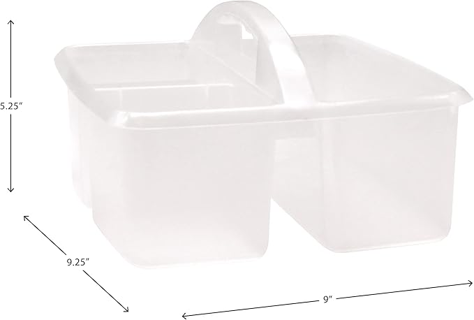 Teacher Created Resources Clear Portable Plastic Storage Caddy 6-Pack for Classrooms, Kids Room, and Office Organization, 3 Compartments