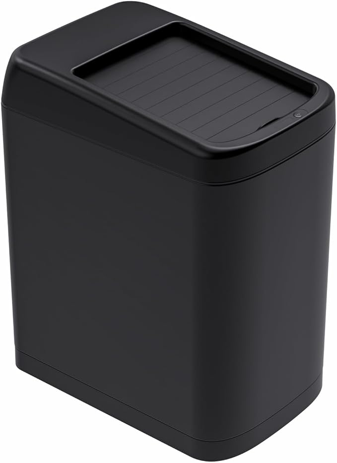 ELLO&ALLO Garbage Can Motion Sensor Trash Can 13 Gallon for Kitchen with Roll Up Lid, Automatic Touchless High-Capacity Black Waste Bin