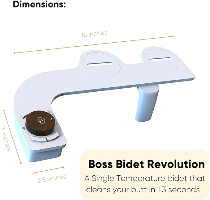 Revolution. Bidet Attachment for Toilet. Luxury Design, Bathroom Bidet Sprayer for Toilet, auto Shut Off, Non Electric, Dual Nozzle, Feminine wash, self Cleaning. Tokyo Platinum.