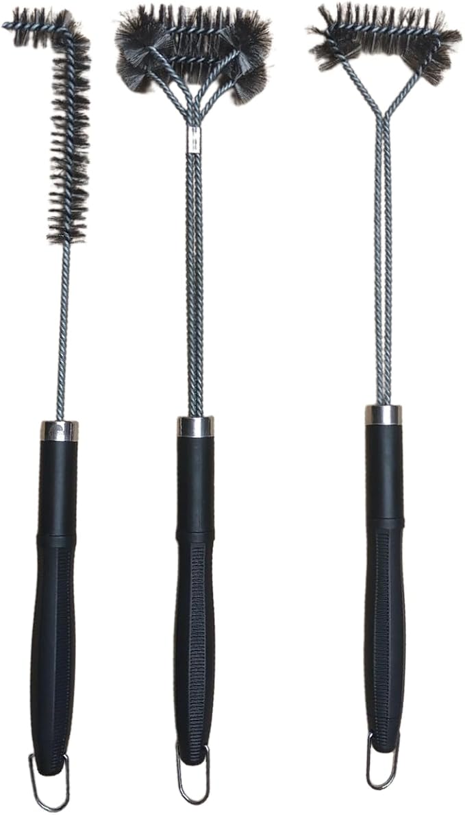SUNRISE Fryer Brush with Long Handle (Stainless Steel with Plastic Handle, L, Single, and Double Brush)