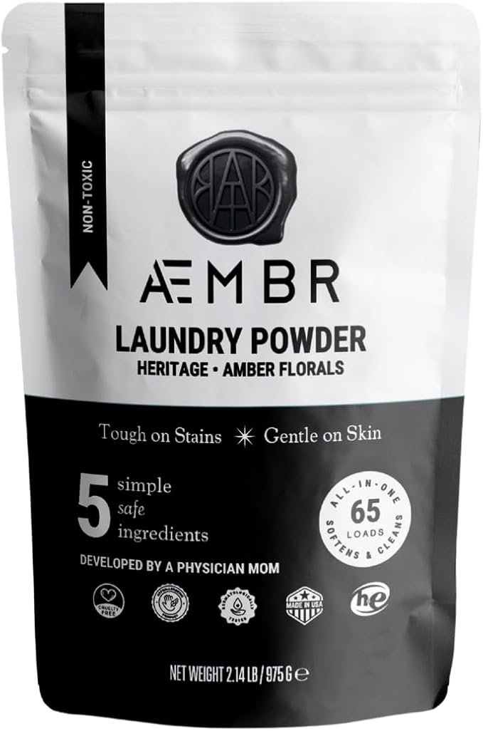 Luxury Laundry Powder | Clean Natural Non-Toxic Healthy Laundry Detergent | Made in USA with Natural Ingredients | Heritage (Amber Florals)