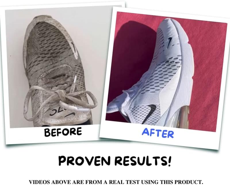 Sneaker Cleaner Kit, Shoe Cleaner for White & Colored Sneakers, Stain Remover, Deodorizer Powder, Washing Machine Safe