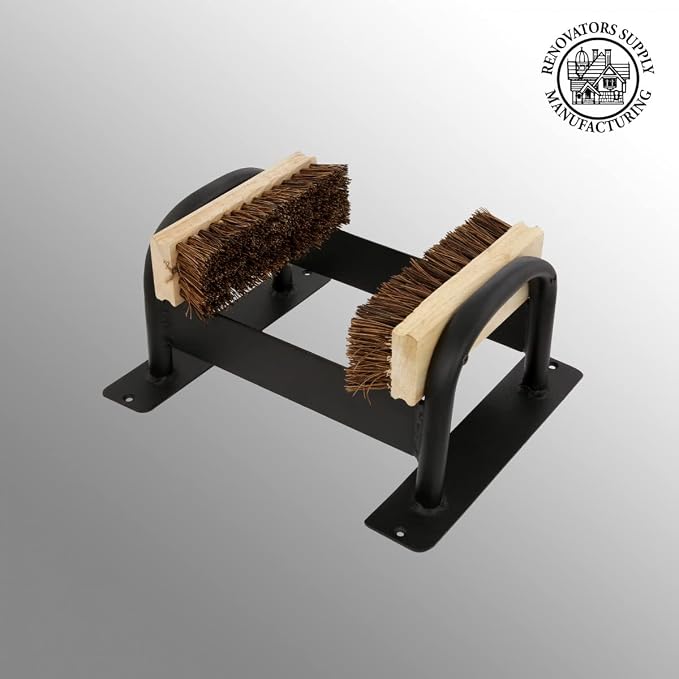 Renovators Supply Manufacturing Boot Scraper 12 in. Black Wrought Iron Floor Mount Boot Brush Scraper