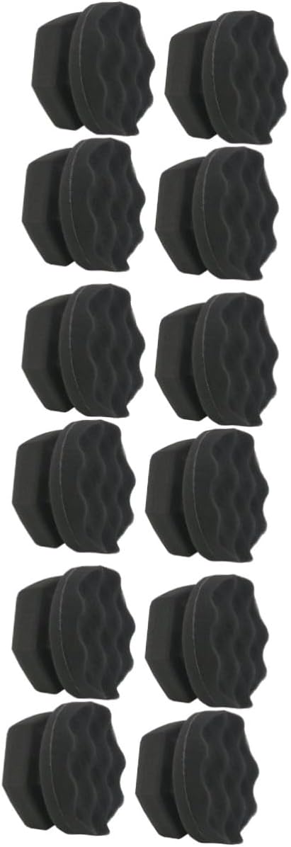 FAVOMOTO 12pcs Handy Wax Sponge Wave Pattern Polishing Sponges for Car Waxing and Detailing for Dashboard Seats Cleaning Durable and Easy to Grip Black