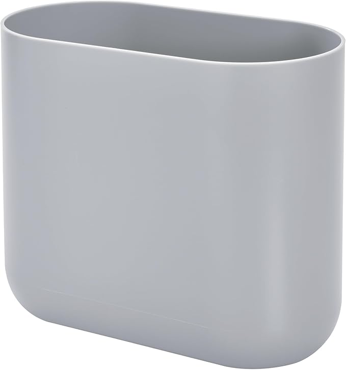 iDesign Small Slim Plastic Bathroom Trash Can, Garbage Can for Bedroom, Office, Desk, Dorm, 2-Pack, Gray