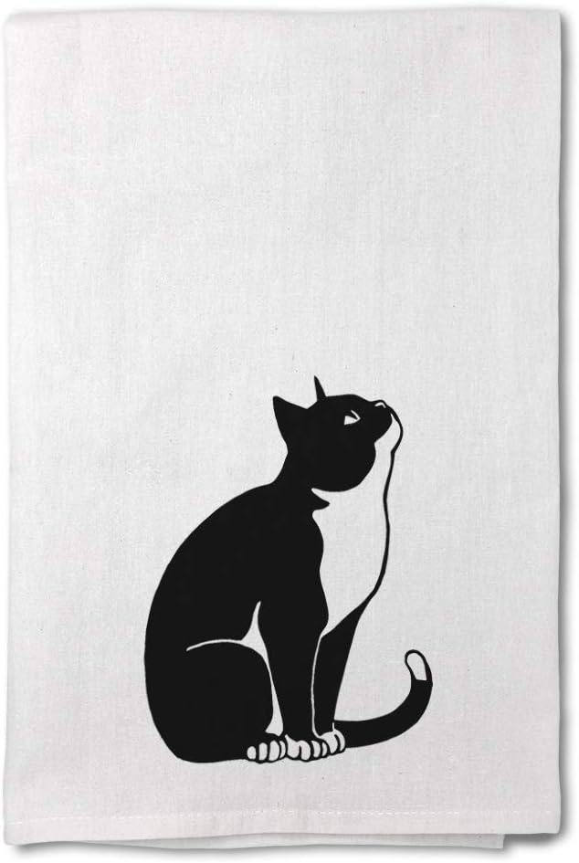 Style In Print Custom Decor Flour Kitchen Towels Tuxedo Cat Black White B Pets Cats Cleaning Supplies Dish Towels Design Only