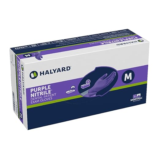HALYARD Purple Nitrile Dental Patient Exam Gloves, Non-Sterile, 5.9 mil, 9.5 Inches, Purple, Medium, 53432 (Case of 1000)