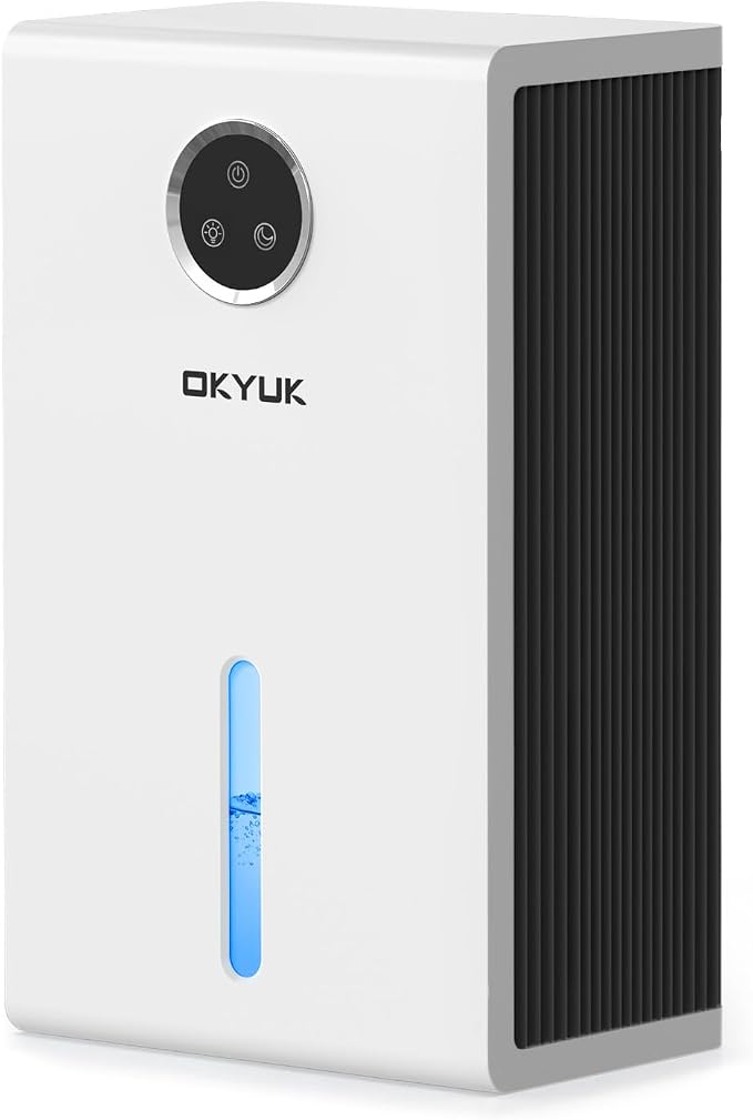 OKYUK Dehumidifier, 95 oz dehumidifiers for home,1000 sq. ft Dehumidifiers for Bedroom with 7 Colors LED Light, Ultra Quiet & Auto Shut off dehumidifiers for basements Ideal for RV, Bathroom, Bedroom