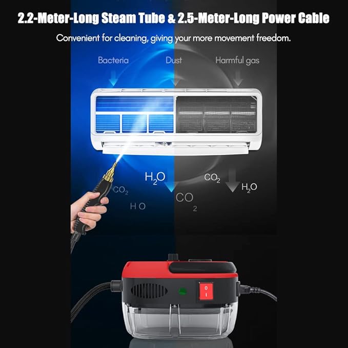 2500W High Pressure Steam Cleaner,Portable Handheld Steam Cleaner, Steam Cleaning Machine,High Temperature Pressurized Steam Cleaner with 3 Brush Heads for Floors, Car, Furniture, Bathroom