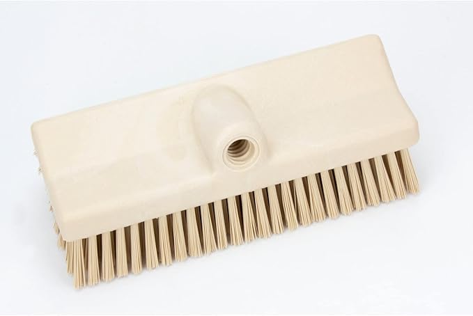 SPARTA 40423EC25 Plastic Floor Scrub Brush, Wall Brush, Equipment Brush With Nonabsorbent Bristles For Industrial Kitchens, Hospitals, Commercial Cleaning, 4 Inches, Tan, (Pack of 2)