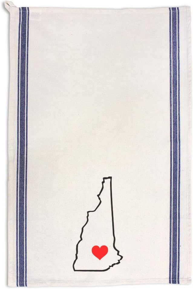 Custom Decor Kitchen Towels New Hampshire Heart Love States Love Cleaning Supplies Dish Towels Blue Stripe Design Only