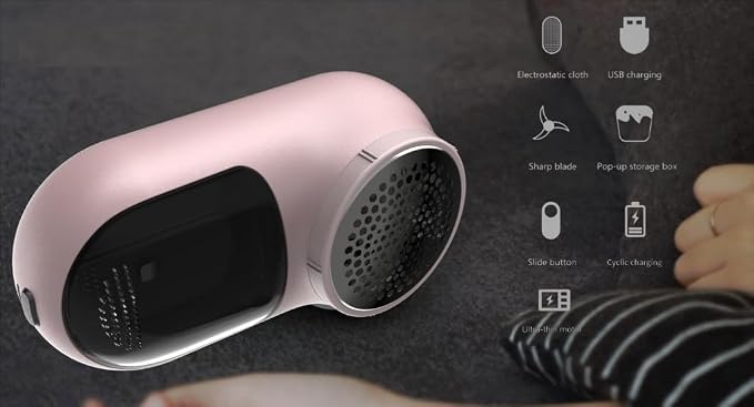 Rechargeable Fabric Shaver, Magictec Lint Remover Sweater Defuzzer Lints Fuzzs Pills Pilling Trimmer for Clothes and Furniture -Battery Operated Pink