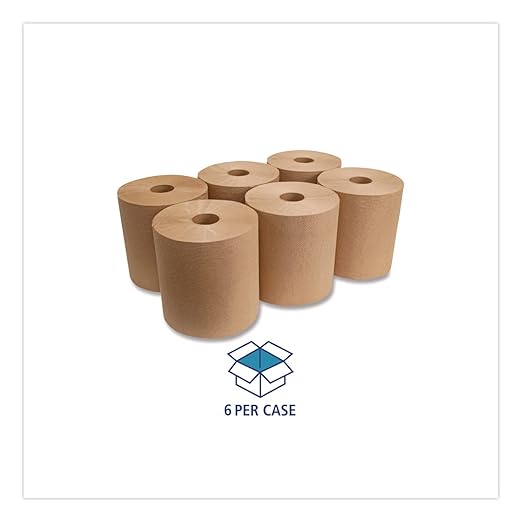 Boardwalk 16GREEN Green Seal Recycled Paper Towel Roll, Hardwound, Universal Roll Towels, Natural, 8" x 800 ft (Case of 6)