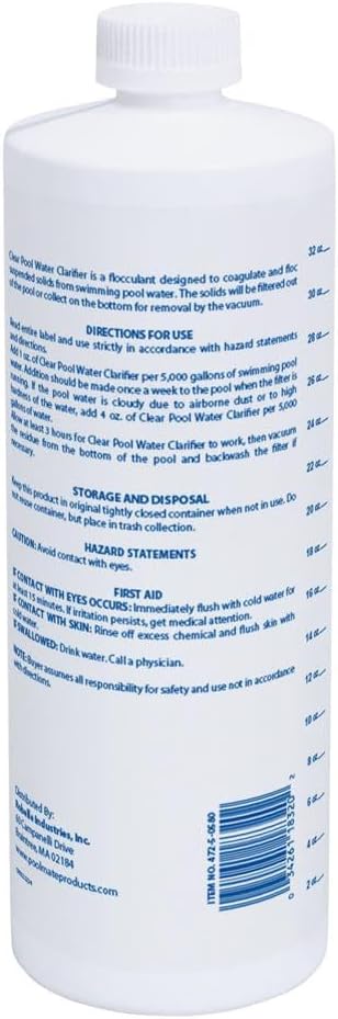 Pool Mate 1-Quart Premium Clear Pool Water Clarifier, Made in USA