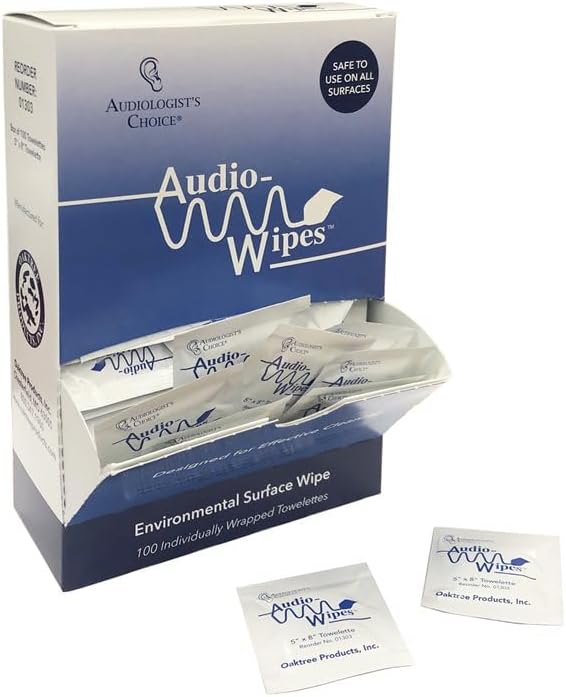 Audiologist's Choice Earbud Cleaning Kit with Audio Wipes - 3-in-1 Pen for AirPods, iPhone Cleaner, Earwax Removal, Speaker & Bluetooth Earbuds - Compact & Travel-Friendly (100 Count)