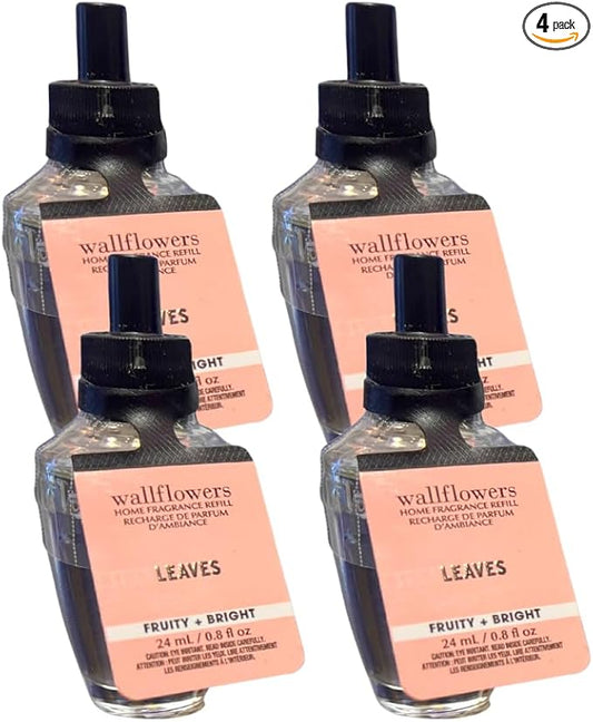 Bath & Body Works Leaves Wallflowers Home Fragrance Refill Bulbs 0.8 fl oz Each – Pack of 4
