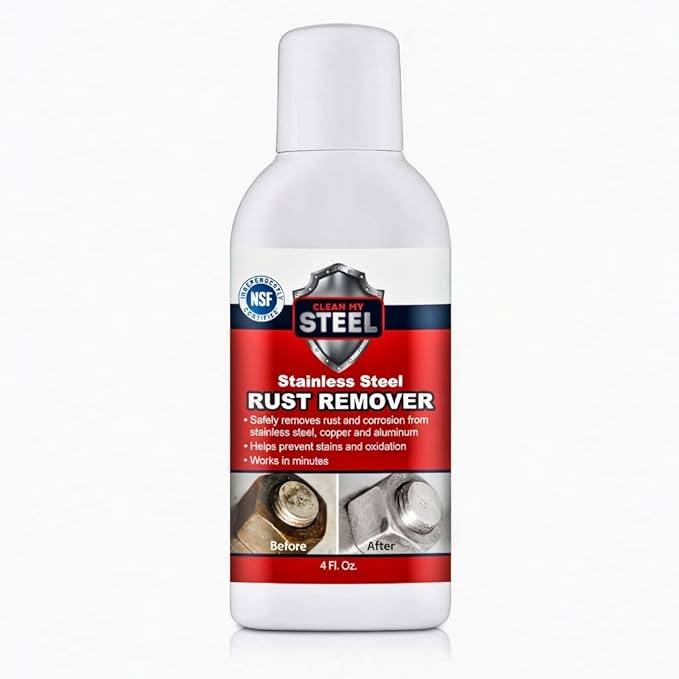 CLEAN MY STEEL Innoshine B570 Stainless Steel Rust Remover and Cleaner, NSF Certified, Approved for Food Contact Areas, 4 oz
