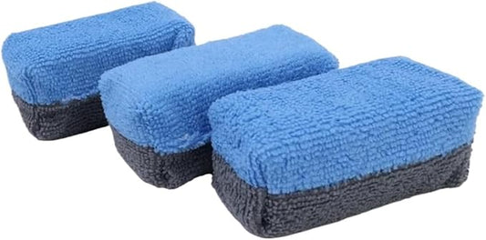 Microfiber Car Wash Sponge Wax Applicator Pads Car Paint Care Polishing Pads Polishing Sponges Auto Detailing Sponge Eraser(3Pcs Blue Gray)