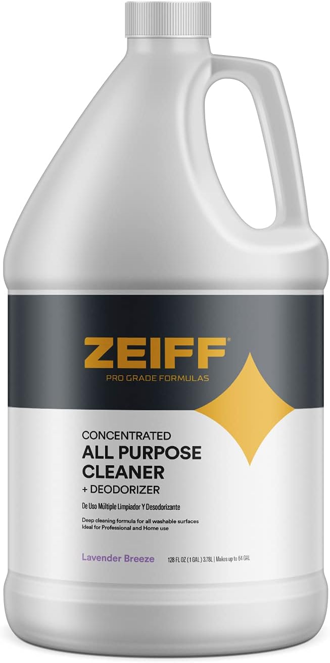 Zeiff Pro-Grade All-Purpose Cleaner & Deodorizer - Deep Cleaning & Odor Eliminating Formula For Professional & Home Surfaces - 1 Gallon Concentrate - Lavender Breeze
