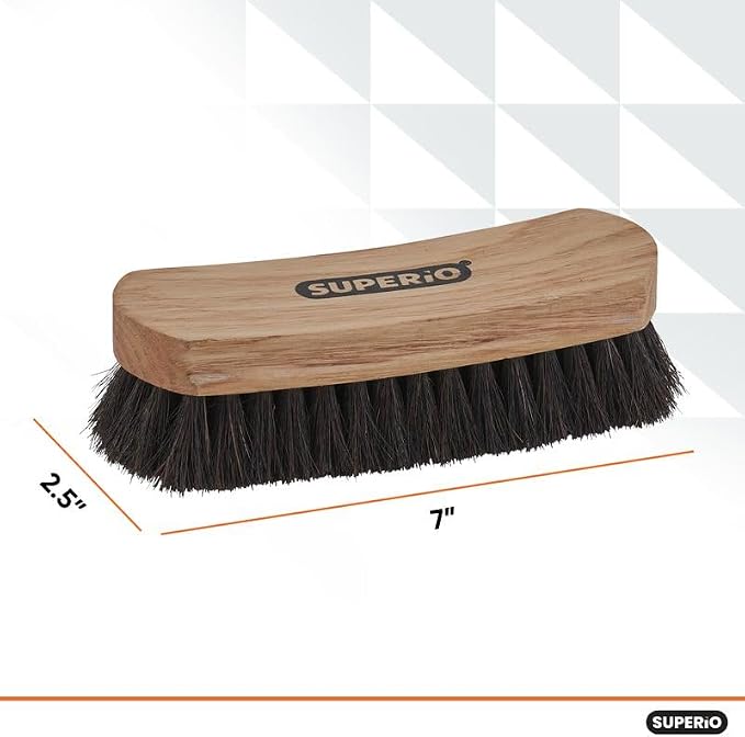 Superio Shoe Brush - Premium 7" Soft Bristles - Ideal for Cleaning and Polishing Shoes and Boots - Creates an Inimitable Shine on Leather - Sturdy and Durable,6 Pack