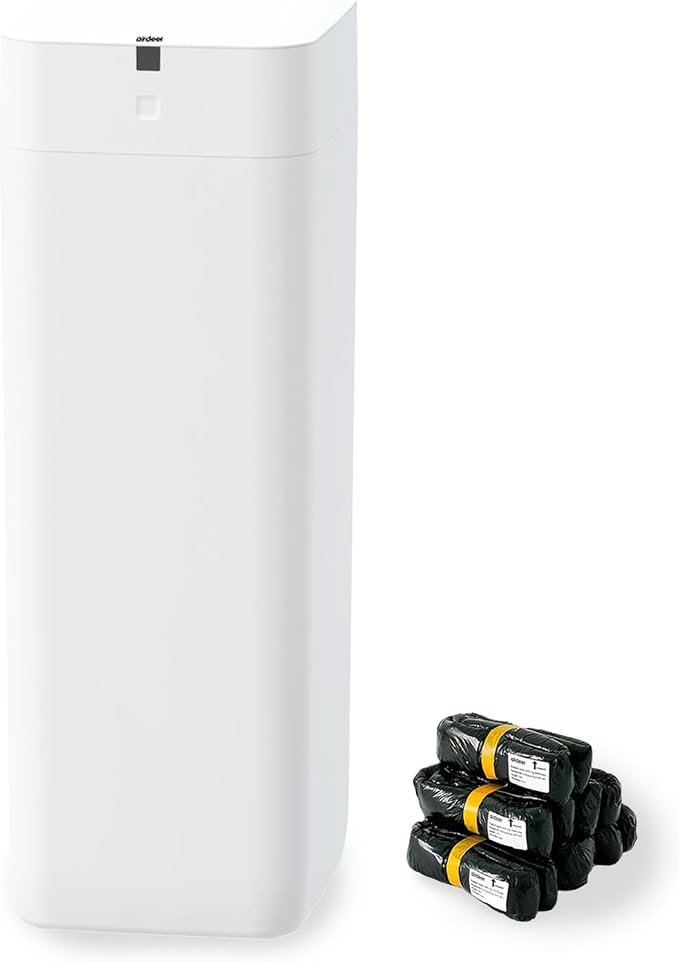 Airdeer L2 Automatic Trash Can, 8 Gallon Self Sealing and Self-Changing Smart Trash Can, Motion Sensor, Touchless Garbage can with lid for Kitchen Office, 6 Refill Bag Rings(White)