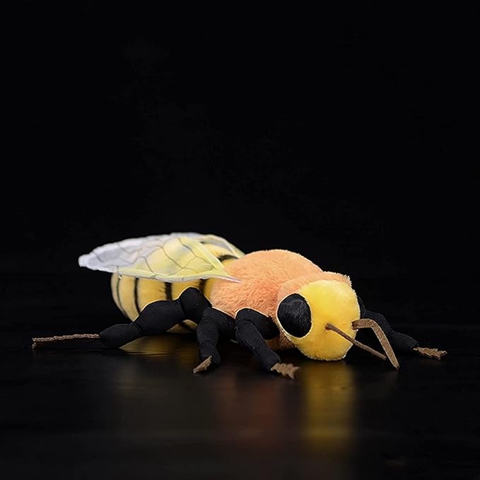 Large Bee Plush Toy - Lifelike Bee Stuffed Animals 16in, Realistic Bee Big Wings Toys, Simulation Bee Plushie Model Toy, Unique Plush Gift Collection for Kids