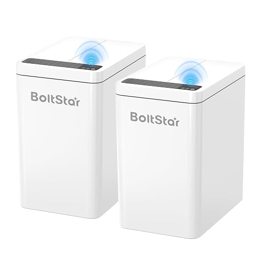 Solar Automatic Trash Can: 2 Pack 4 Gallon Motion Sensor Garbage Can, No Charging Required, Slim Smart Touchless Trash Bin with Lid for Bedroom, Living Room, Bathroom, Office, RV, White