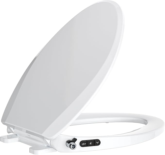 Clirass Bidet Toilet Seat, Knob-Adjustable Water Pressure, Buttons for Switching Between Bidet, Feminine Wash, and Self-Cleaning Modes, Dual Nozzle System, Quick Installation, Fits Elongated Toilets