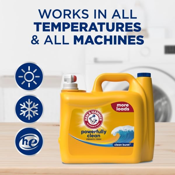 ARM & HAMMER Liquid Laundry Detergent, Clean Burst Fresh, 174 fl oz, 174 Loads