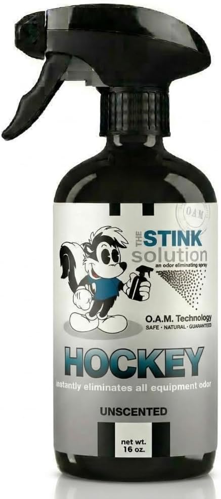 The Stink Solution Unscented Hockey Odor Eliminator For Strong Odor: Quickly Banish Sweat & Body Odor From Hockey Gear, Skates, Hockey Bags, Gloves, & More! Safe Hockey Deodorizer - 1 16 oz Bottle