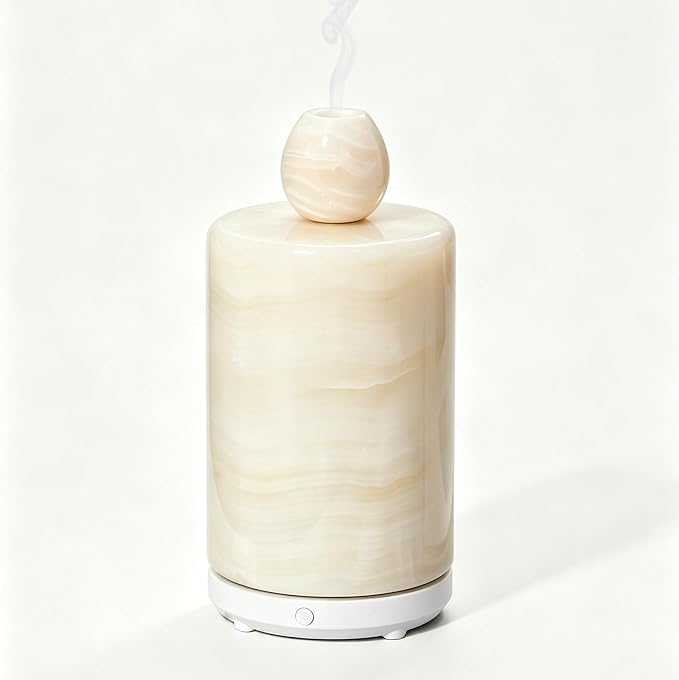 Marble Essential Oil Diffuser Bottle Empty Aromatherapy Reed Diffuser Fragrance Home Decor Bathroom Living Room Humidifier Gift Set Aroma Stone Spa Diffuser Jar(White Jade Marble,100, Milliliters)