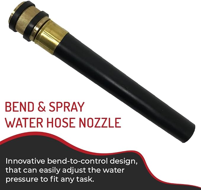 Hi-Tech Adjustable Bend & Spray Water Hose Nozzle – Heavy-Duty, Leak-Proof Nozzles for Car Washing and Lawn Care (4 Pack)