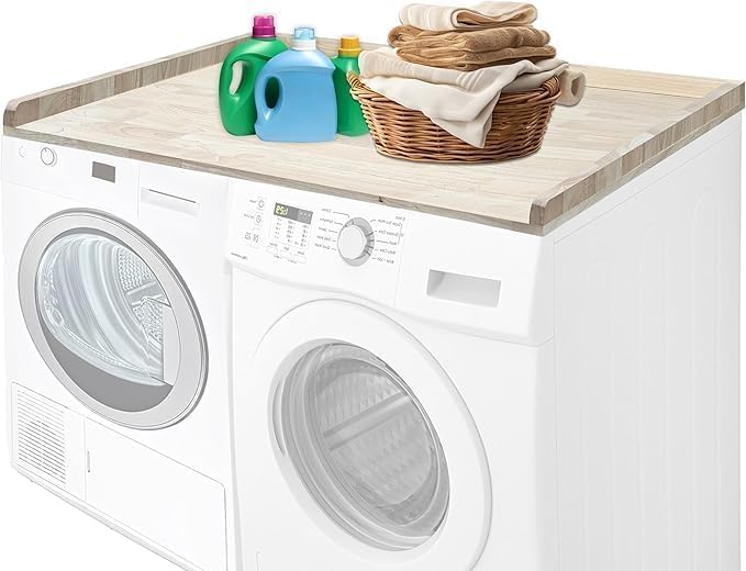Skywin Washer Dryer Countertop 54 x 30 Inches, Single Real Solid Wood Butcher Block (Unfinished Plain Wood Surface) for One Unit Only (Washer or Dryer), Countertop Over Laundry Machine