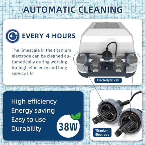 BlueBay Self-Cleaning Saltwater Chlorinator for Above Ground Pools – Automatic Timer, Adapters Included, for Pools Up to 7,000 Gallons, Pool Saltwater System, IPX5