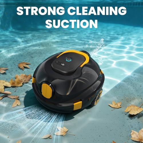 Y20 Robotic Pool Cleaner+Retrieval Hook, Cordless Pool Vacuum for Above Ground & Inground Flat Pools with Dual Motors, 130 Min Runtime, Auto-Parking