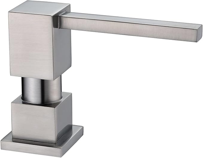 Soap Dispenser for Kitchen Sink, Built in Square Pump Brushed Nickel 17 OZ Modern Design Kitchen Sink Countertop Soap Dispenser