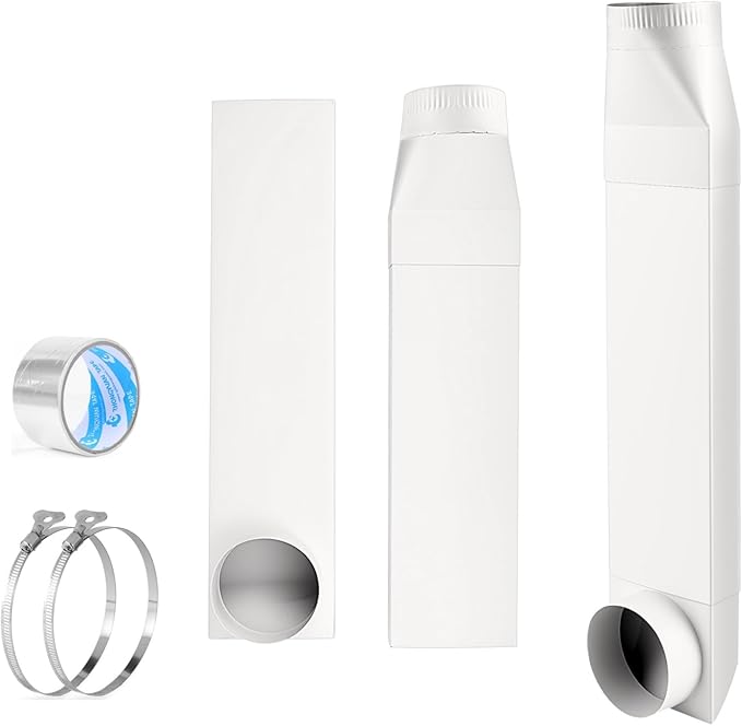 Adjustable Periscope Dryer Vent 23-43", Upgraded 304 Stainless Steel Telescoping Dryer Vent Connector Kit for 4 in Outlet Tight Space Slim Flat Exhaust Duct Pipe Hose Replacement Vents(White)