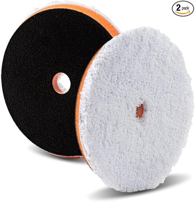 Lake Country 6.5" HDO Light Cutting Microfiber One-Step Pad (2-Pack) for Random Orbital Polsiher. Fits 6" Backing Plate
