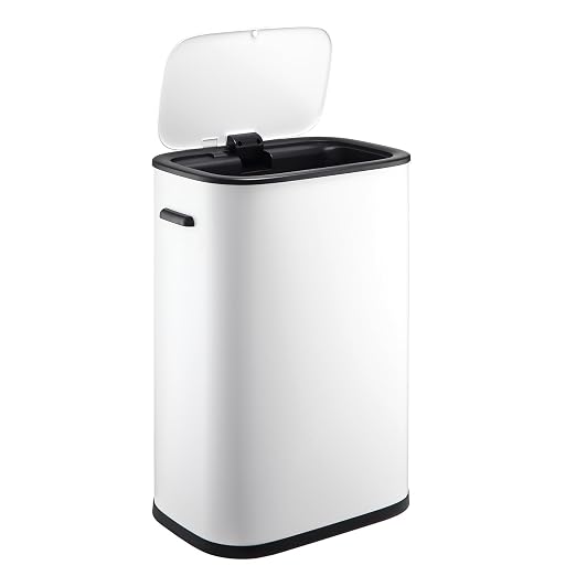 GarveeHome Sensorcan 13 gal Trash Can, Automatic Trashcan for Home Office Bedroom Living Room Garage Large Capacity Space-Saving Trash Bin, Without Inner Bucket, White