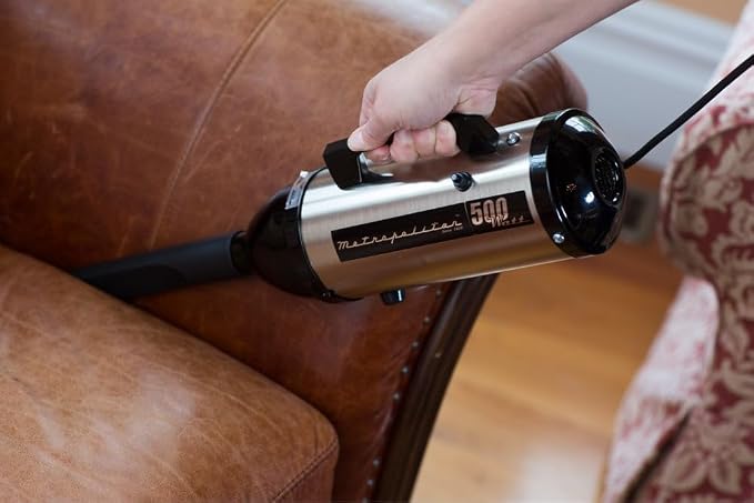 METROVAC VM4SB500 Evolution Hand Vacuum, 120V, 504W, Powerful, Lightweight, All-Steel, Easy Cleanups for Home, Office, Car, Satin Nickel/Black Finish