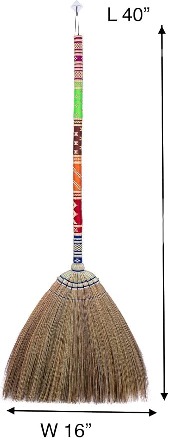 40 inchTall of Asian Straw Broom for Sweeping Dirt, Dust, Debris Handmade
