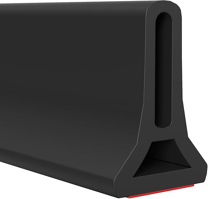 Hi-Na 3ft/5ft/6ft/8ft10ft Collapsible Shower Threshold Water Dam Water Barrier for Shower and Water Stopper Keeps Water Inside Water Threshold for Wet and Dry Separation (5ft, Black)